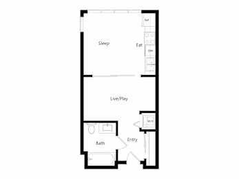1 bed, 1 bath, 450 sqft, $2,344