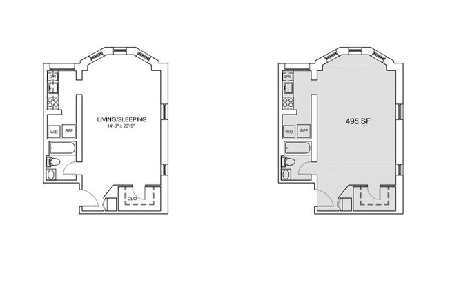 Studio, 1 bath, 595 sqft, $1,402, Unit C-306