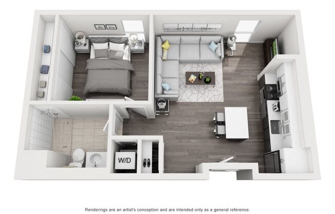 1 bed, 1 bath, 589 sqft, $2,299