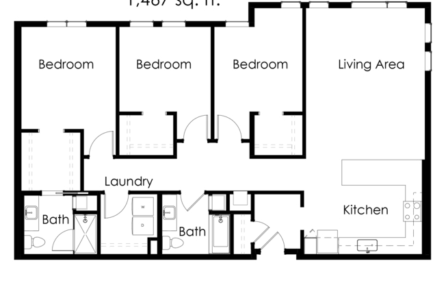 3 beds, 2 baths, 1,467 sqft, $2,310