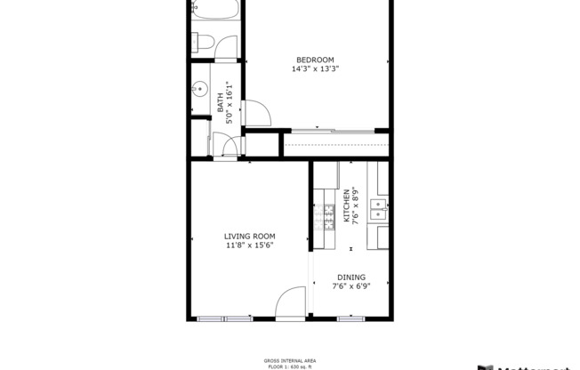 1 bed, 1 bath, 625 sqft, $2,250, Unit 212