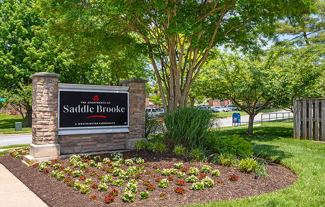 Welcoming Signage at The Apartments at Saddle Brooke, Cockeysville