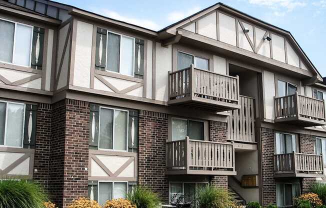 the outlook of a condo building with balconies