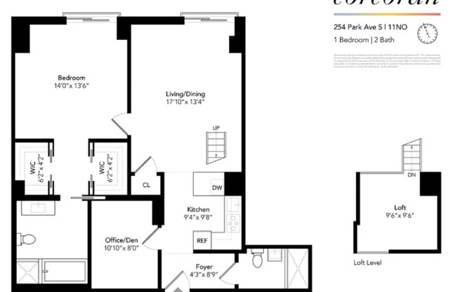 1 bed, 2 baths, 975 sqft, $8,500, Unit 11NO