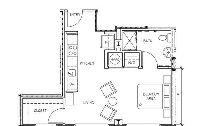 Studio, 1 bath, 450 sqft, $1,195