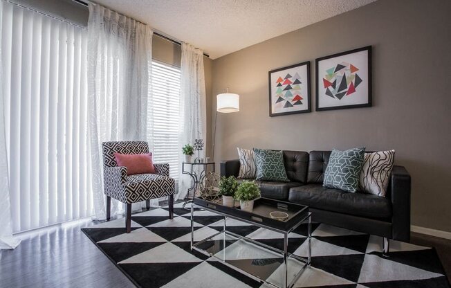 Modern Living Room at Verge, Dallas, TX, 75240