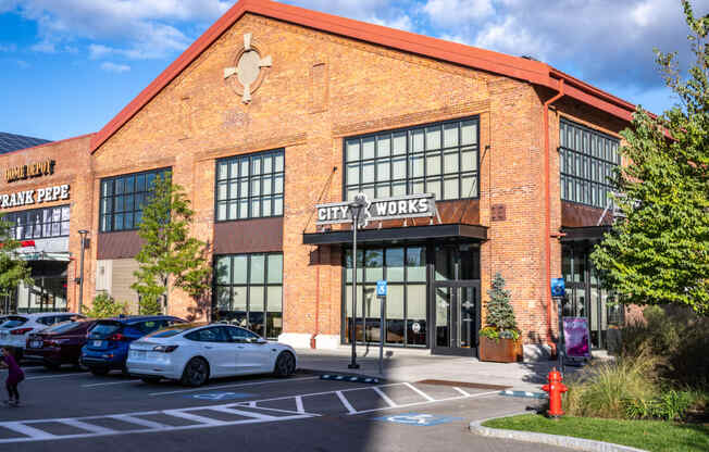 A large brick building at Arsenal Yards, Watertown MA