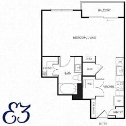 Studio, 1 bath, 568 sqft, $1,135