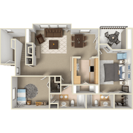 2 beds, 2 baths, 989 sqft, $1,682