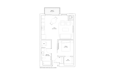 Studio, 1 bath, 626 sqft, $1,290