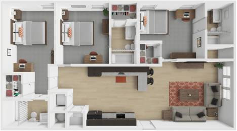 3 beds, 3 baths, 381 sqft, $675