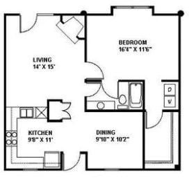 1 bed, 1 bath, 878 sqft, $1,436