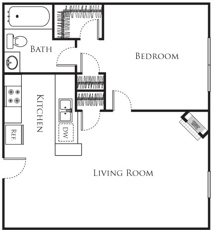 1 bed, 1 bath, 603 sqft, $1,919, Unit 423