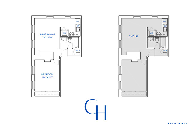 1 bed, 1 bath, 530 sqft, $1,729, Unit A-310