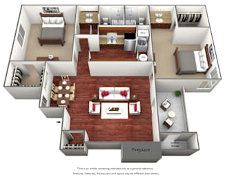 2 beds, 2 baths, 974 sqft, $1,635