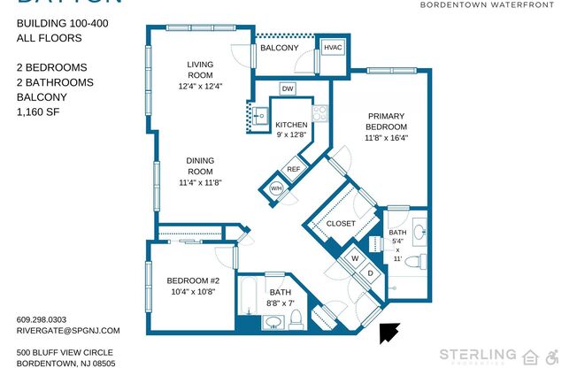 2 beds, 2 baths, 1,160 sqft, $2,395, Unit 4112