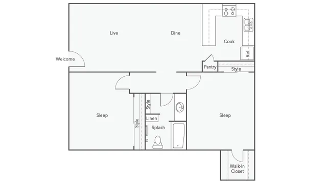 2 beds, 1 bath, 910 sqft, $1,395