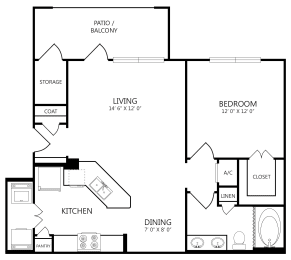 1 bed, 1 bath, 783 sqft, $1,190