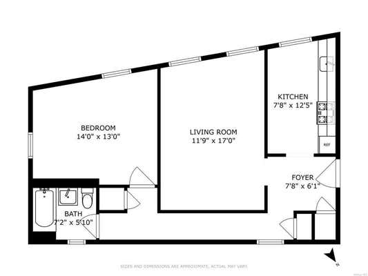 1 bed, 1 bath, 600 sqft, $1,850, Unit 4E