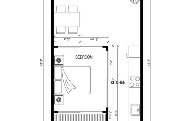 1 bed, 1 bath, 412 sqft, $2,095, Unit 304