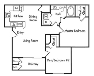 1 bed, 1 bath, 856 sqft, $1,640