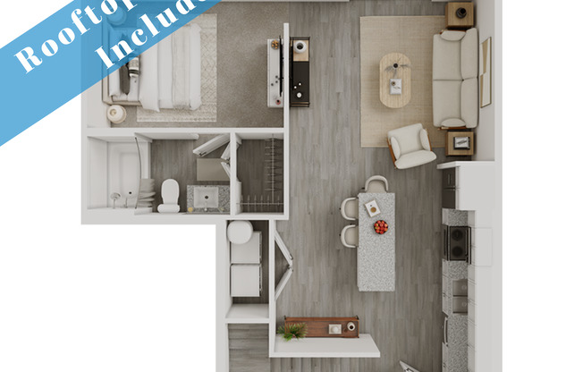 Studio, 1 bath, 734 sqft, $1,799
