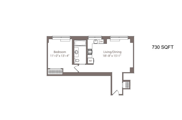 1 bed, 1 bath, 730 sqft, $4,393, Unit 24AADDISON