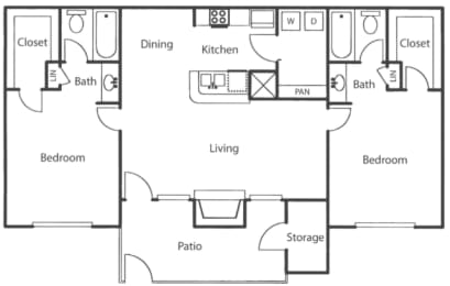 2 beds, 2 baths, 1,014 sqft, $1,345