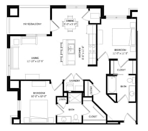 2 beds, 2 baths, 1,107 sqft, $2,320
