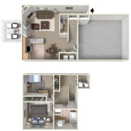 2 beds, 1.5 baths, 1,110 sqft, $1,870
