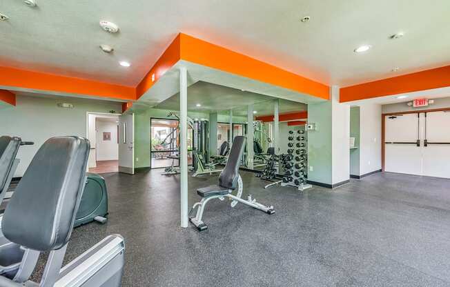 the gym at the bradley braddock road station apartments