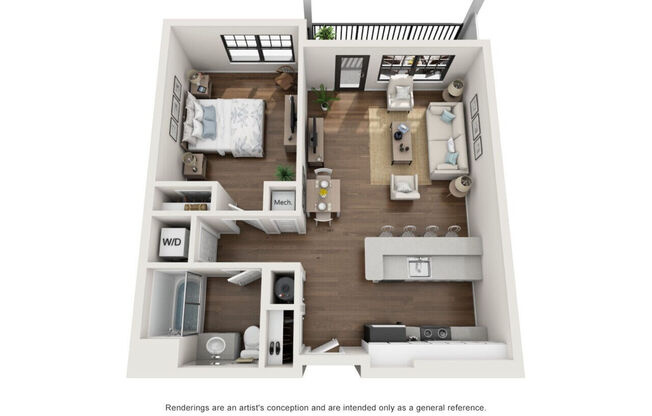 1 bed, 1 bath, 675 sqft, $2,400