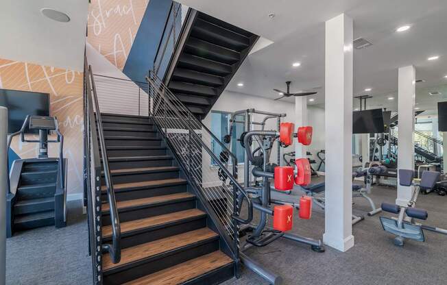 Two-Story Fitness Center at Abstract at Design District in Dallas TX, 75207