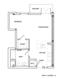 Studio, 1 bath, 593 sqft, $2,395