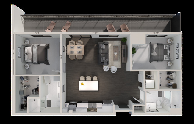 2 beds, 2 baths, 1,096 sqft, $3,250, Unit 713