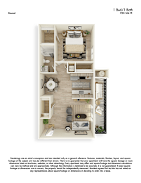 1 bed, 1 bath, 720 sqft, $934