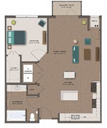 1 bed, 1 bath, 752 sqft, $1,509