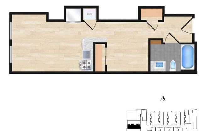 1 bed, 1 bath, $3,000, Unit 224