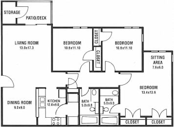 3 beds, 2 baths, 1,152 sqft, $1,409