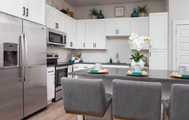 kitchen at the cannery at the packing district apartments