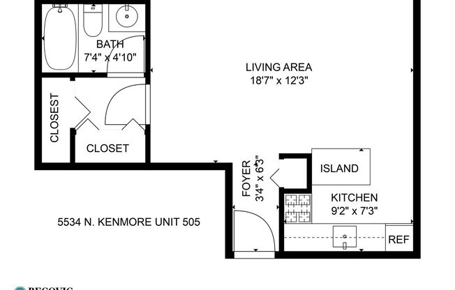 Studio, 1 bath, 336 sqft, $1,495, Unit 505