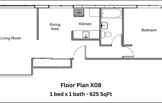 1 bed, 1 bath, 625 sqft, $1,400, Unit 508