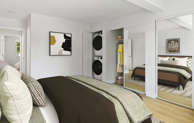 Bedroom with Hard Surface Flooring and In-Home Laundry