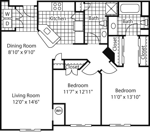 2 beds, 2 baths, 1,104 sqft, $2,263, Unit 1103