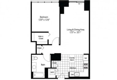 1 bed, 1 bath, 870 sqft, $2,574