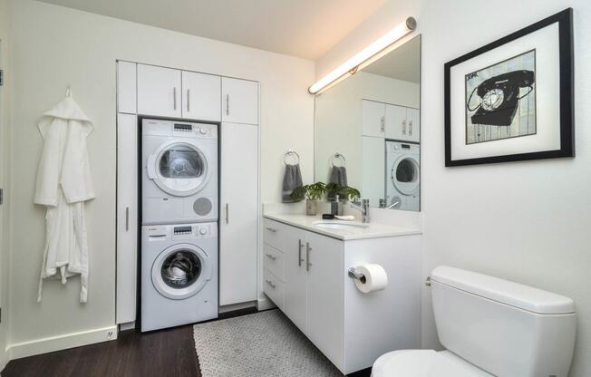 our apartments offer a bathroom with a washer and dryer