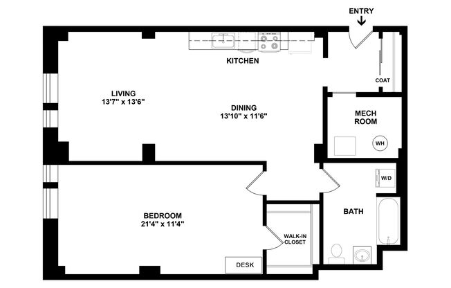 1 bed, 1 bath, 873 sqft, $2,215, Unit T-A01