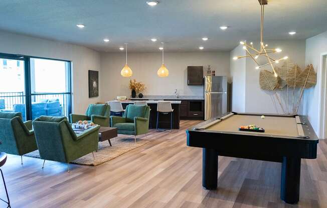 Clubhouse with Pool Table at Sterling Prairie Trail North in Ankeny, IA