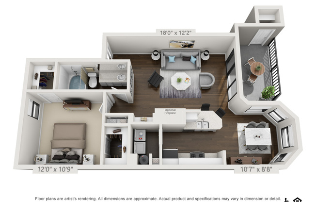 1 bed, 1 bath, 763 sqft, $1,387