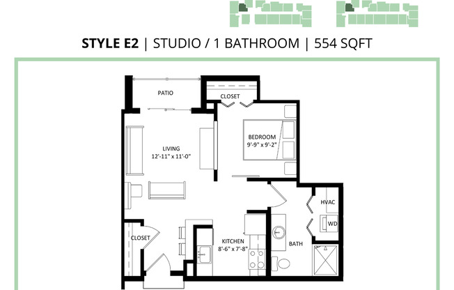 Studio, 1 bath, 554 sqft, $1,385, Unit 429